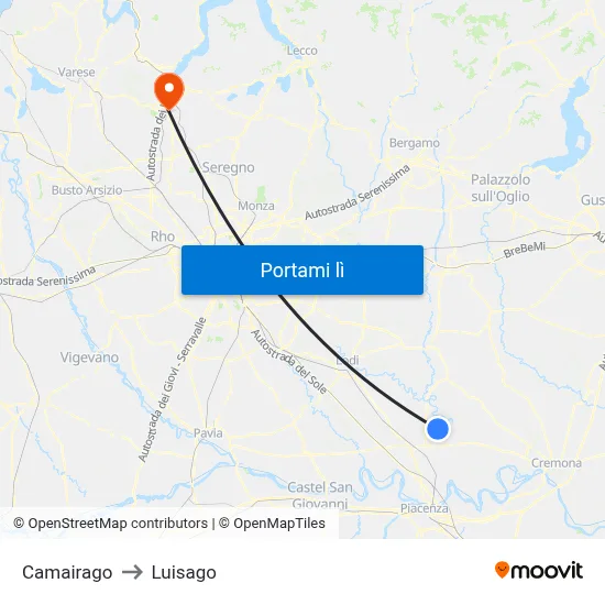 Camairago to Luisago map