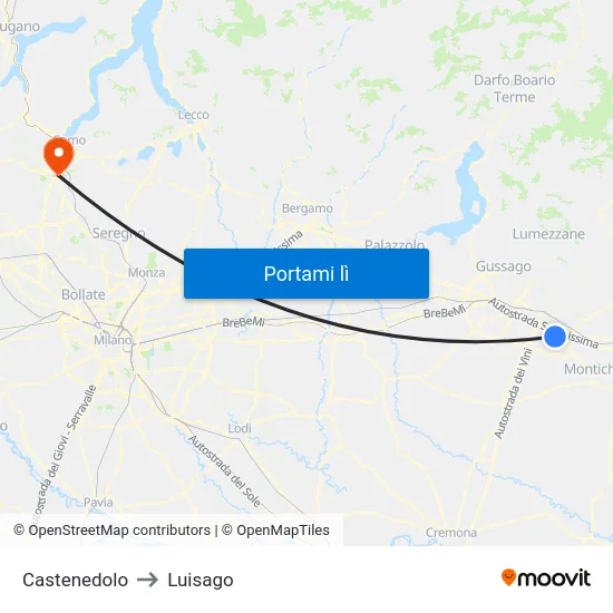 Castenedolo to Luisago map