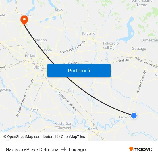 Gadesco-Pieve Delmona to Luisago map