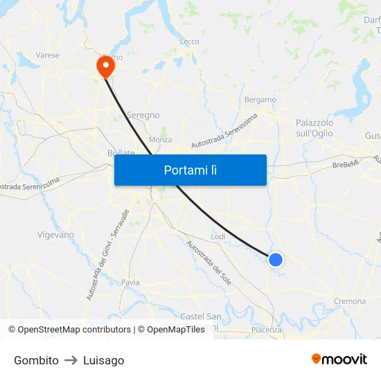 Gombito to Luisago map