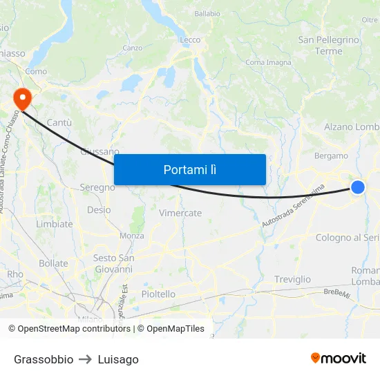 Grassobbio to Luisago map