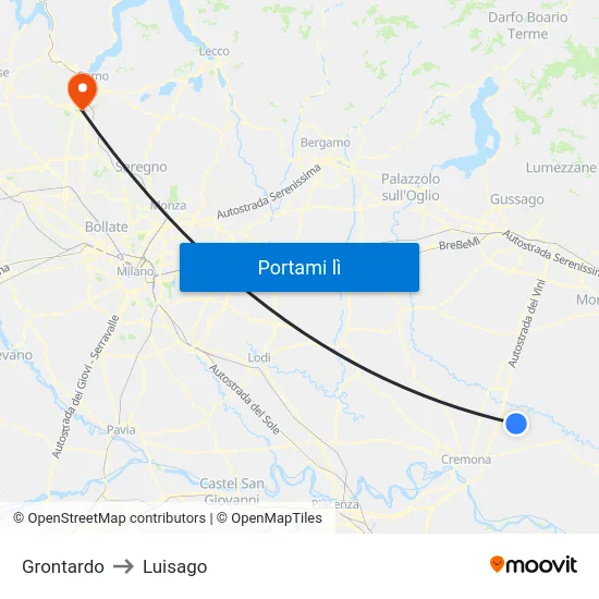 Grontardo to Luisago map