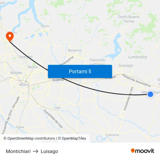 Montichiari to Luisago map