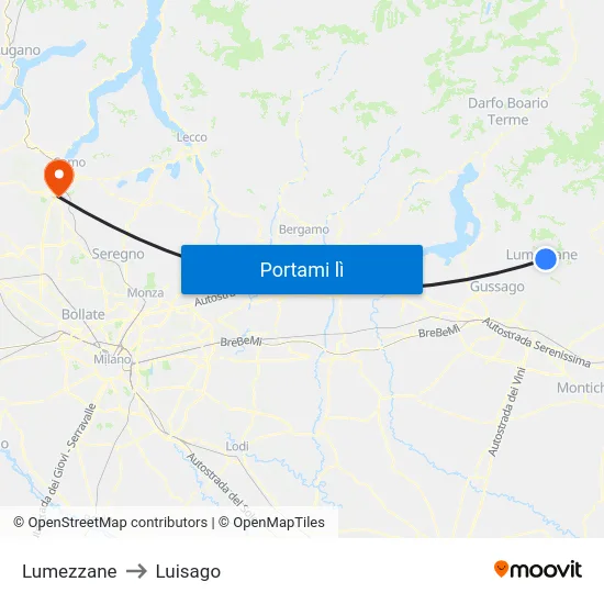 Lumezzane to Luisago map