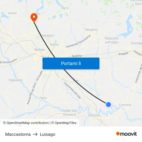 Maccastorna to Luisago map