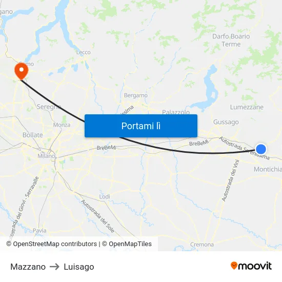 Mazzano to Luisago map