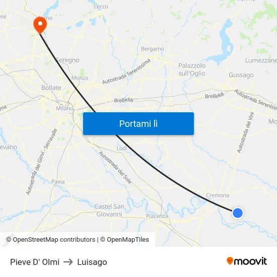 Pieve D' Olmi to Luisago map