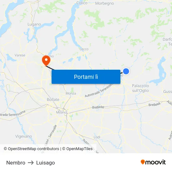 Nembro to Luisago map