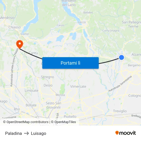 Paladina to Luisago map