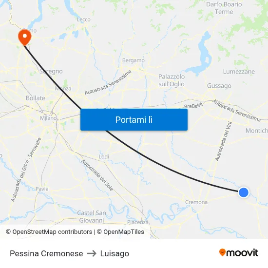Pessina Cremonese to Luisago map
