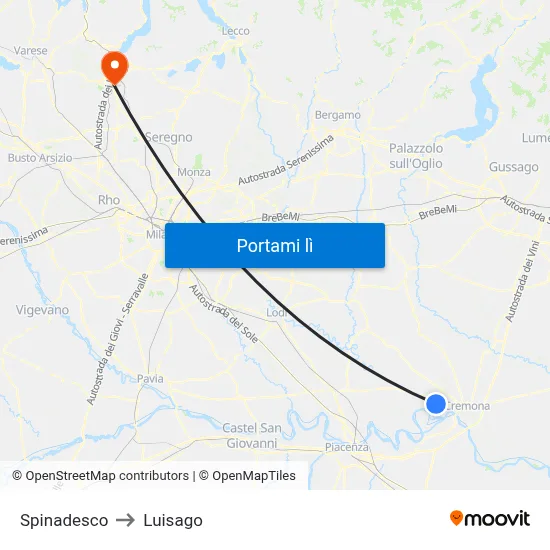Spinadesco to Luisago map