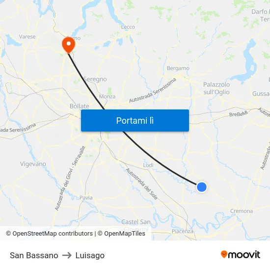 San Bassano to Luisago map