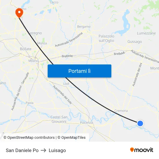 San Daniele Po to Luisago map