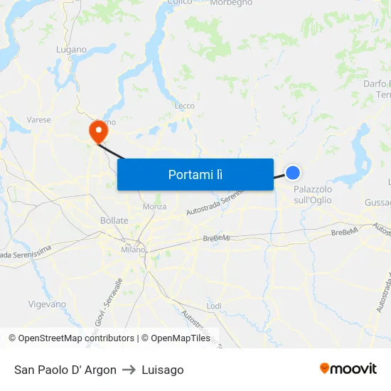 San Paolo D' Argon to Luisago map