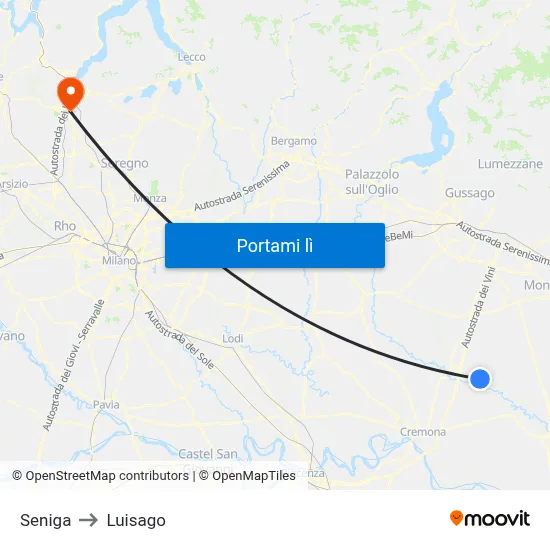 Seniga to Luisago map