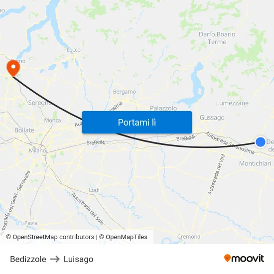 Bedizzole to Luisago map