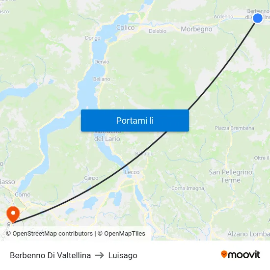 Berbenno Di Valtellina to Luisago map