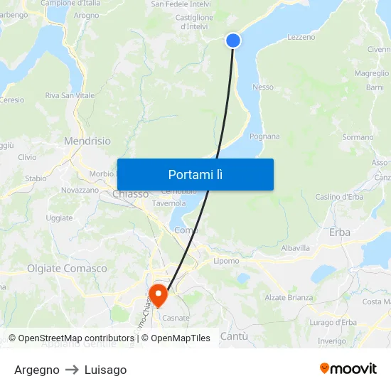 Argegno to Luisago map