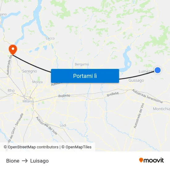 Bione to Luisago map