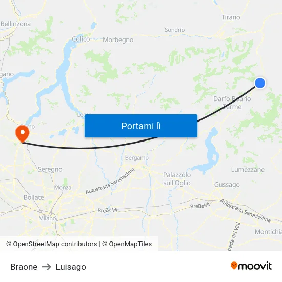 Braone to Luisago map