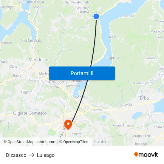 Dizzasco to Luisago map