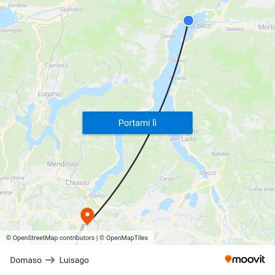 Domaso to Luisago map