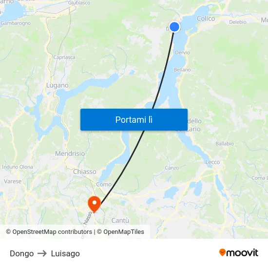 Dongo to Luisago map