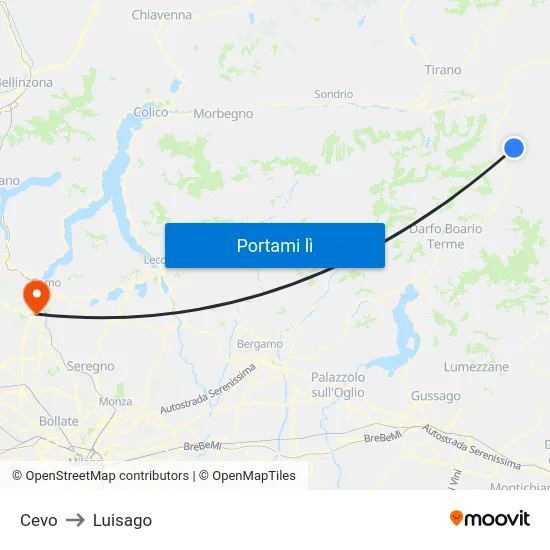 Cevo to Luisago map