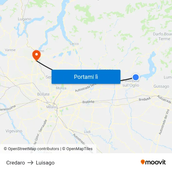 Credaro to Luisago map