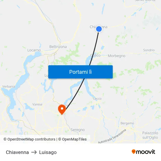 Chiavenna to Luisago map