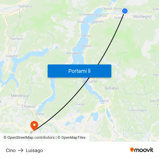 Cino to Luisago map