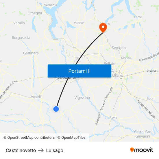 Castelnovetto to Luisago map