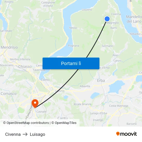 Civenna to Luisago map