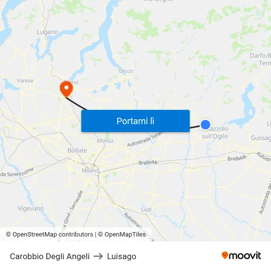Carobbio Degli Angeli to Luisago map