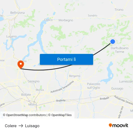 Colere to Luisago map