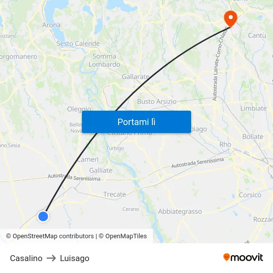 Casalino to Luisago map