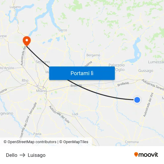 Dello to Luisago map
