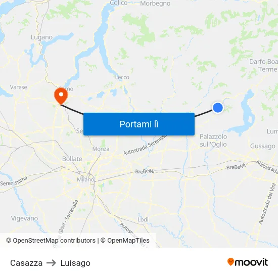 Casazza to Luisago map