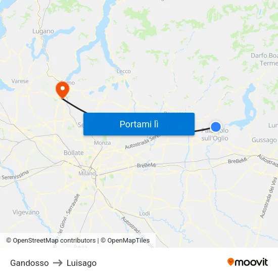 Gandosso to Luisago map