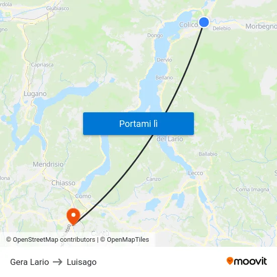 Gera Lario to Luisago map