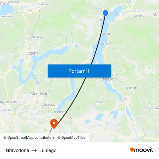 Gravedona to Luisago map