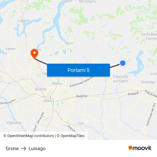 Grone to Luisago map