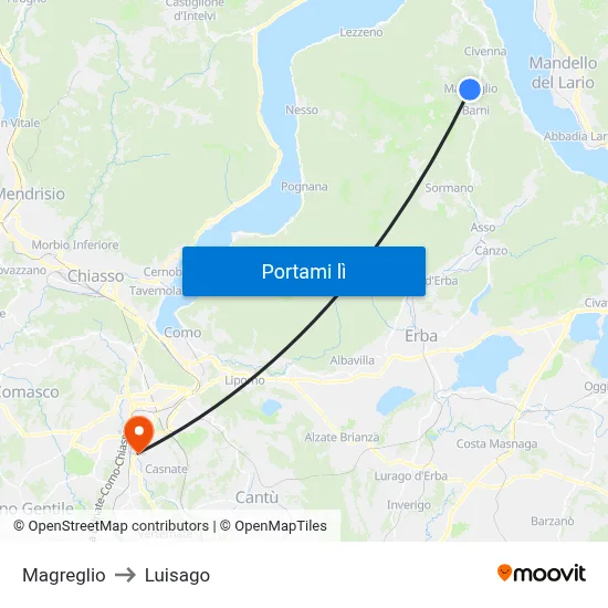 Magreglio to Luisago map