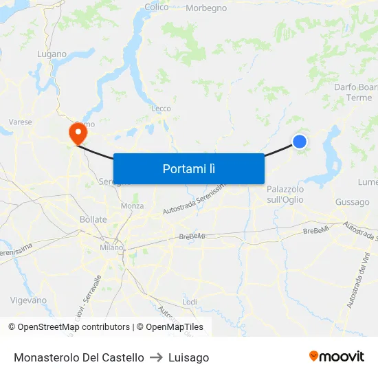 Monasterolo Del Castello to Luisago map