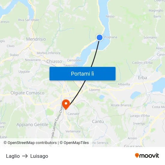Laglio to Luisago map