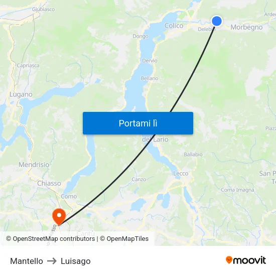 Mantello to Luisago map