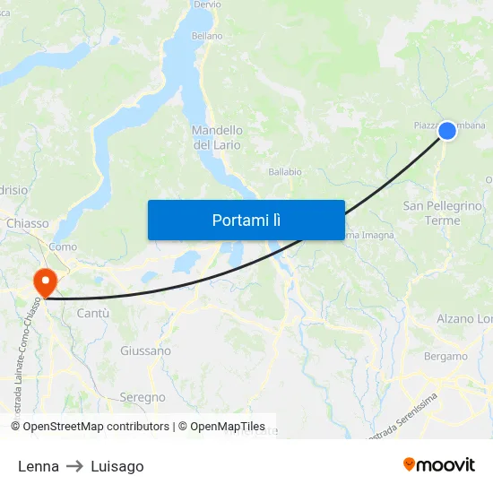 Lenna to Luisago map