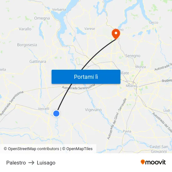Palestro to Luisago map