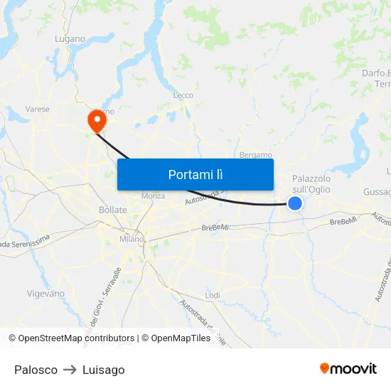 Palosco to Luisago map