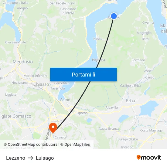 Lezzeno to Luisago map